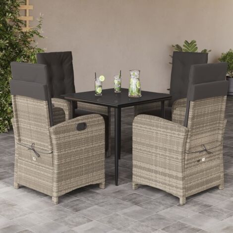 Set comedor de jardín 5 pzas cojines ratán sintético gris claro vidaXL