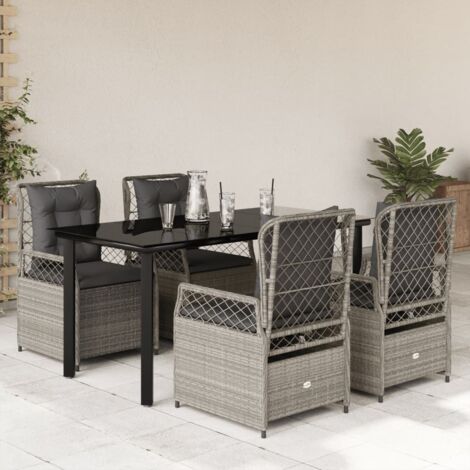 Set comedor de jardín 5 pzas cojines ratán sintético gris claro vidaXL