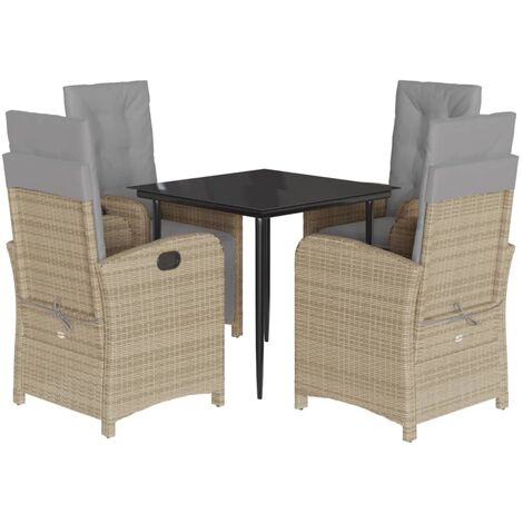 Set comedor de jardín 5 pzas con cojines ratán sintético beige vidaXL
