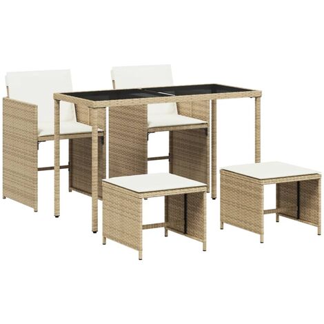 Set comedor de jardín 5 pzas con cojines ratán sintético beige vidaXL