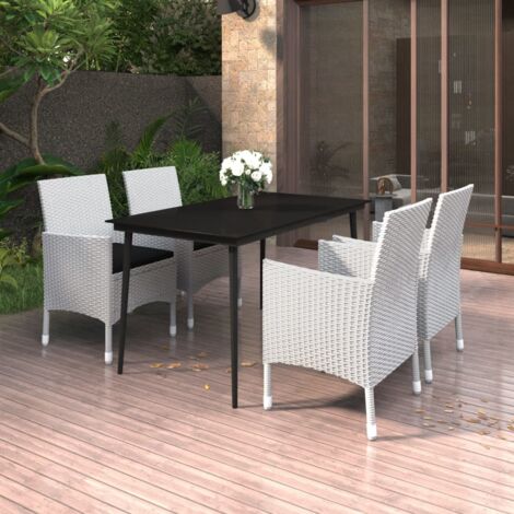 Set comedor de jardín 5 pzas y cojines ratán sintético y vidrio vidaXL