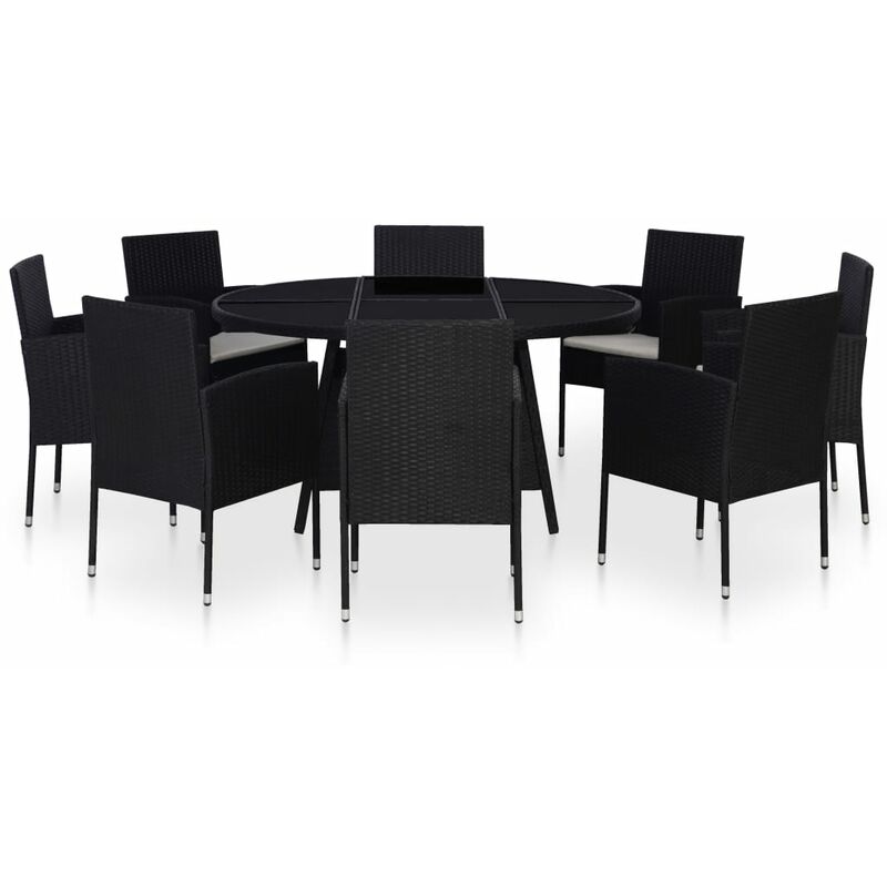 

Set comedor de jardin 9 piezas y cojines ratan sintetico negro