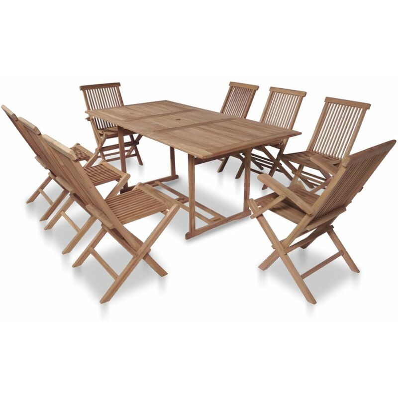 

Set comedor de jardín 9 pzas con sillas plegables teca maciza