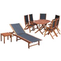 Set comedor de jardín 9 pzas y cojines madera maciza de acacia