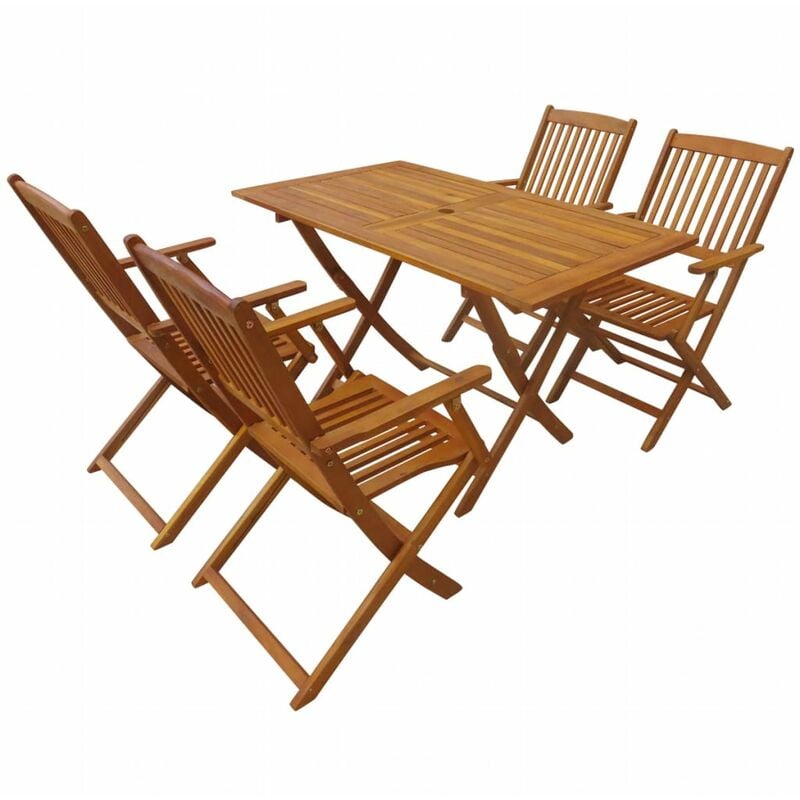 

Set comedor de jardin plegable 5 piezas madera maciza de acacia