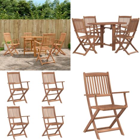 Set comedor de jardín plegable 5 piezas madera maciza de acacia - Mesa de jardín - Sillas de jardín