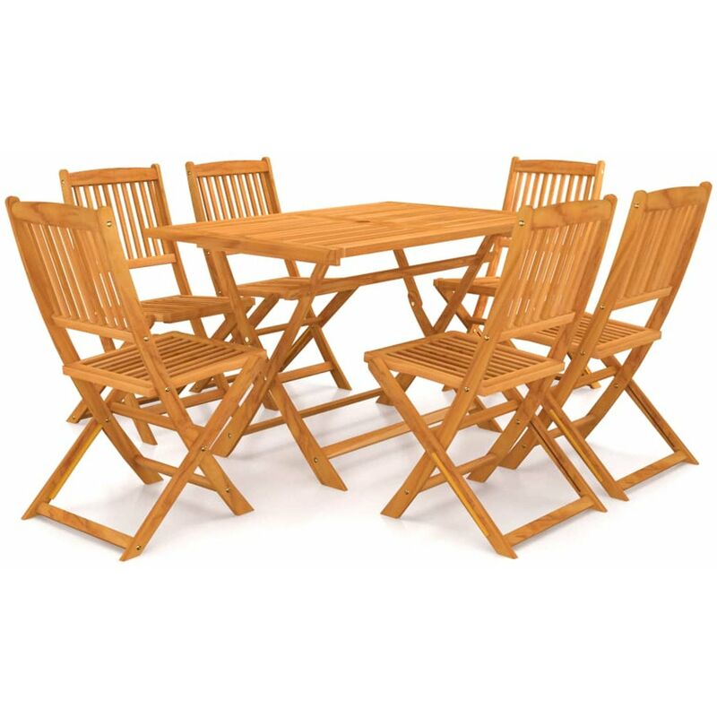 

Set comedor de jardin plegable 7 piezas madera maciza de acacia