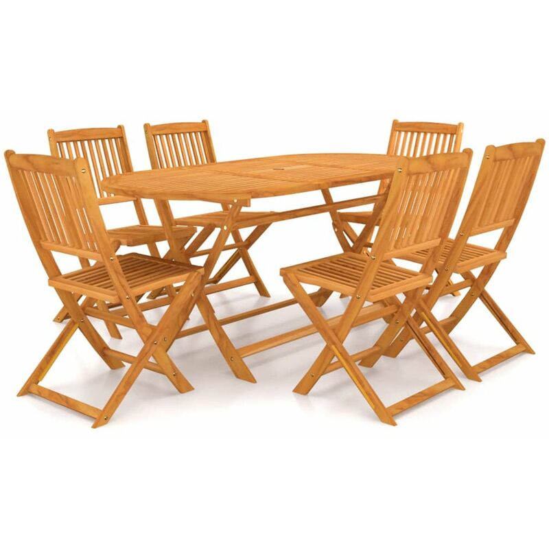 

Set comedor de jardin plegable 7 piezas madera maciza de acacia