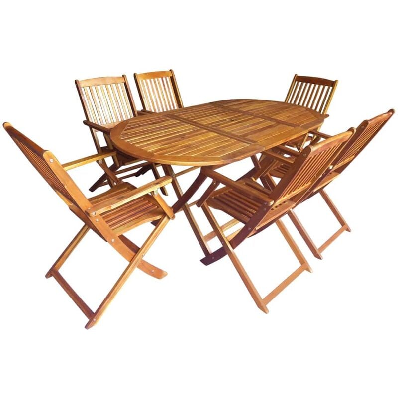 

Set comedor de jardin plegable 7 pzas madera maciza de acacia