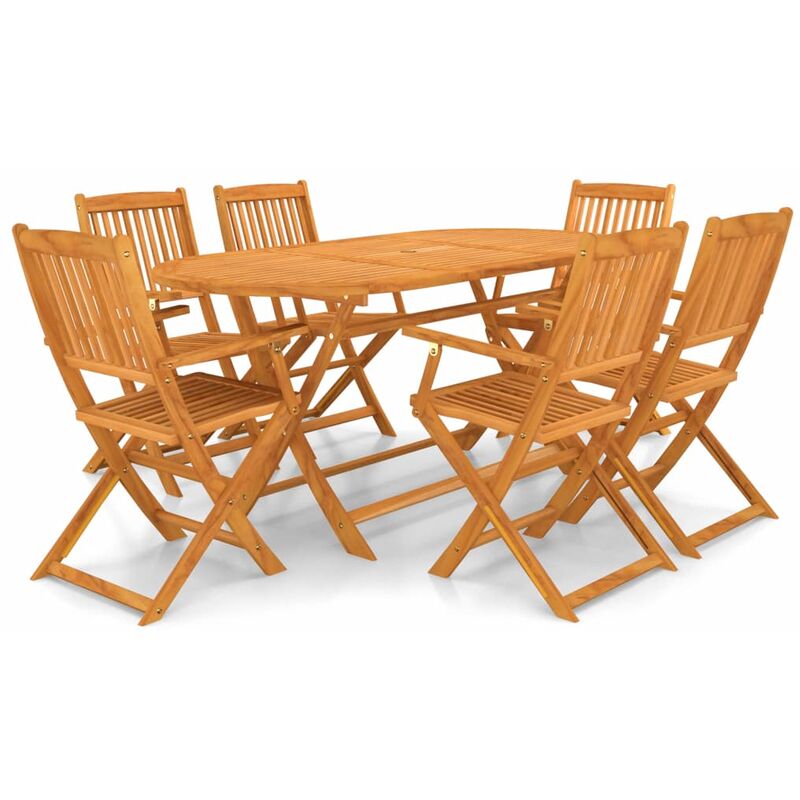 

Set comedor de jardín plegable 7 pzas madera maciza de acacia