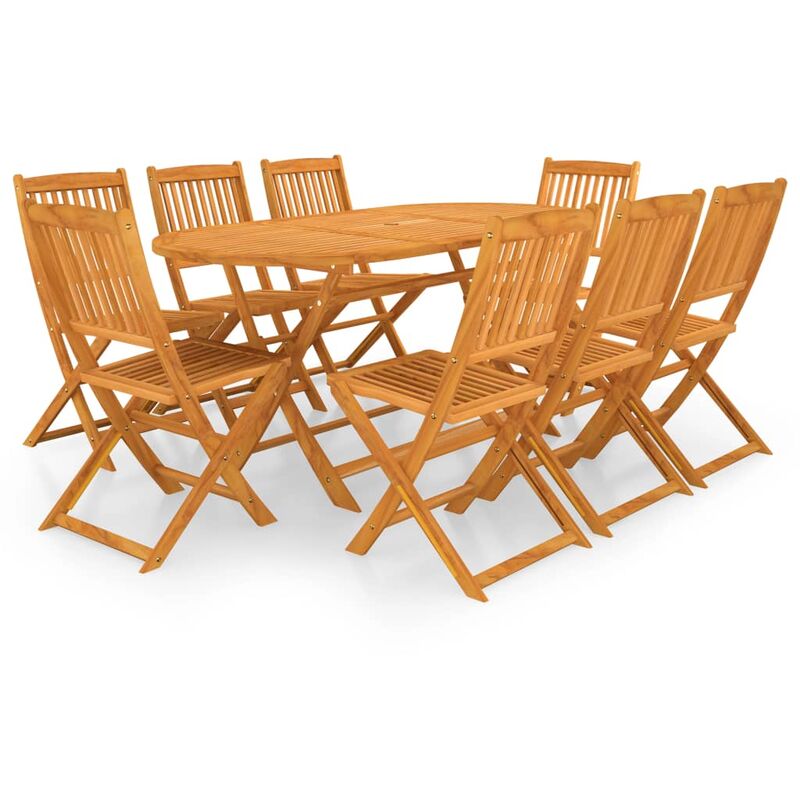 

Set comedor de jardín plegable 9 piezas madera maciza de acacia