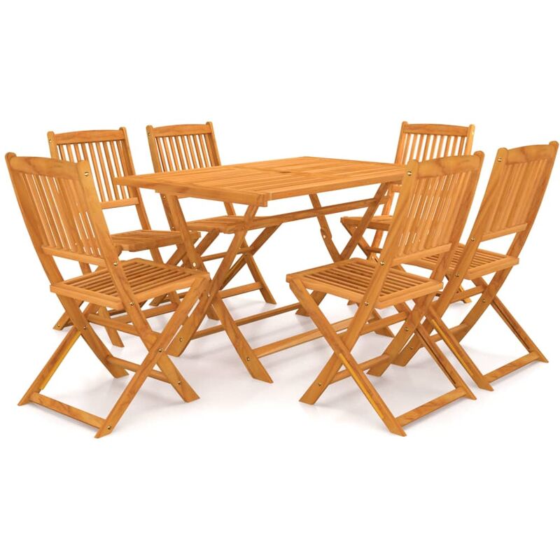 

Set comedor de jardín plegable 7 piezas madera maciza de acacia - Marrón