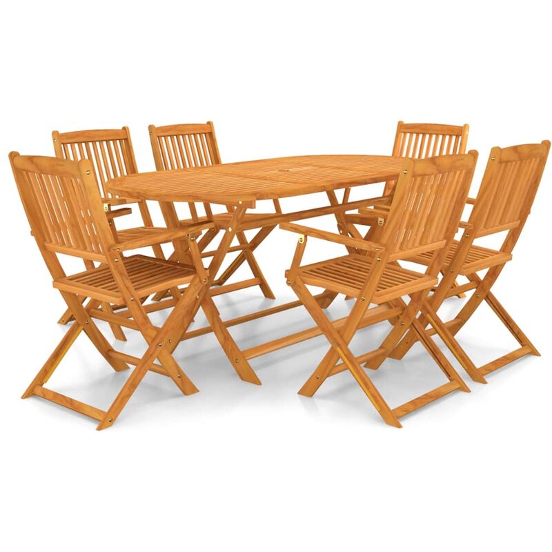 

Set comedor de jardín plegable 7 pzas madera maciza de acacia - Marrón