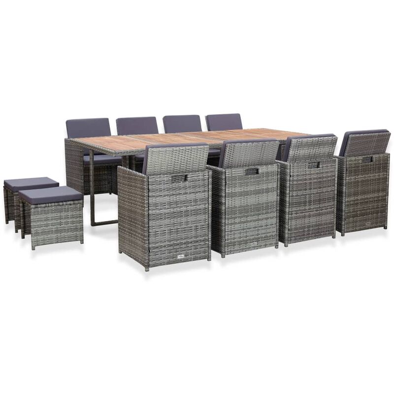 

Madera Acacia Set Comedor Jardín Ratán Sintético Gris 13 Piezas - Antracita - Vidaxl