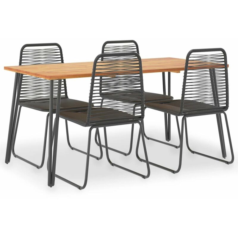 

Set comedor jardin 5 pzas madera maciza acacia ratan sintetico