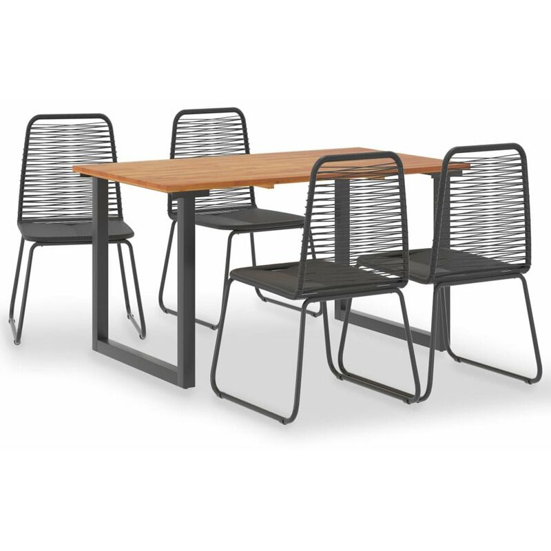 

Happyshopping - Set comedor jardin 5 pzas madera maciza acacia ratan sintetico