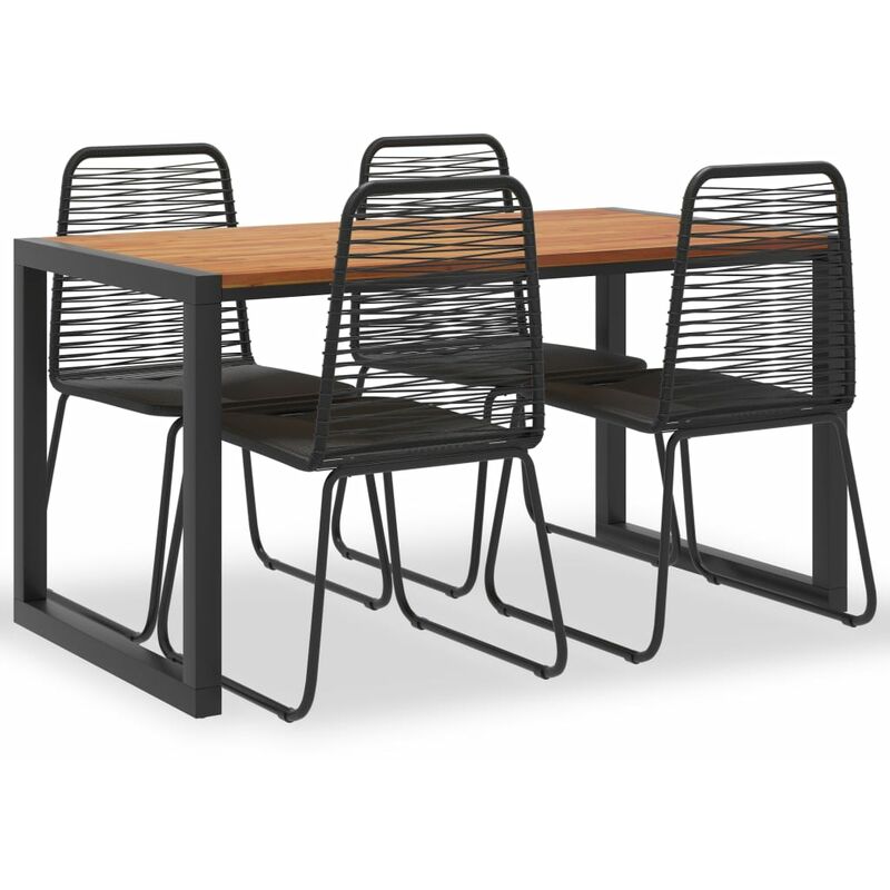 

Set comedor jardín 5 pzas madera maciza acacia ratán sintético