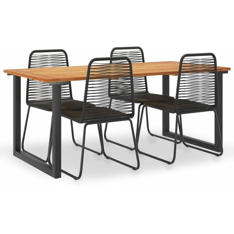 

BHD - Set comedor jardín 5 pzas madera maciza acacia ratán sintético