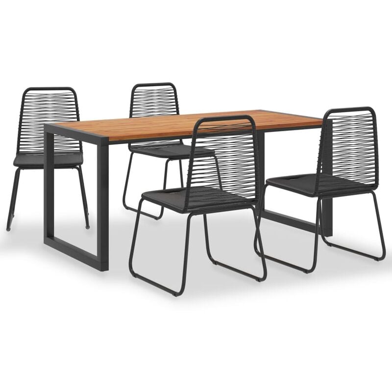

BHD - Set comedor jardín 5 pzas madera maciza acacia ratán sintético