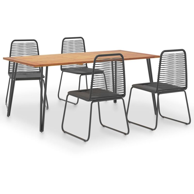 

BHD - Set comedor jardín 5 pzas madera maciza acacia ratán sintético