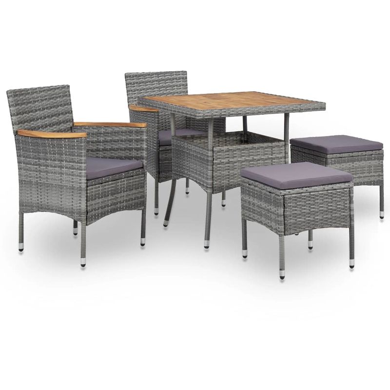 

Set comedor jardin 5 pzas ratan sintetico y madera acacia gris