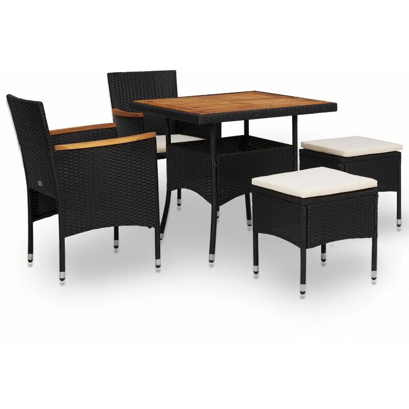 

Set comedor jardin 5 pzas ratan sintetico y madera acacia negro