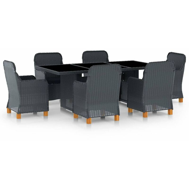 

Set comedor jardin 7 pzas cojines ratan sintetico gris oscuro