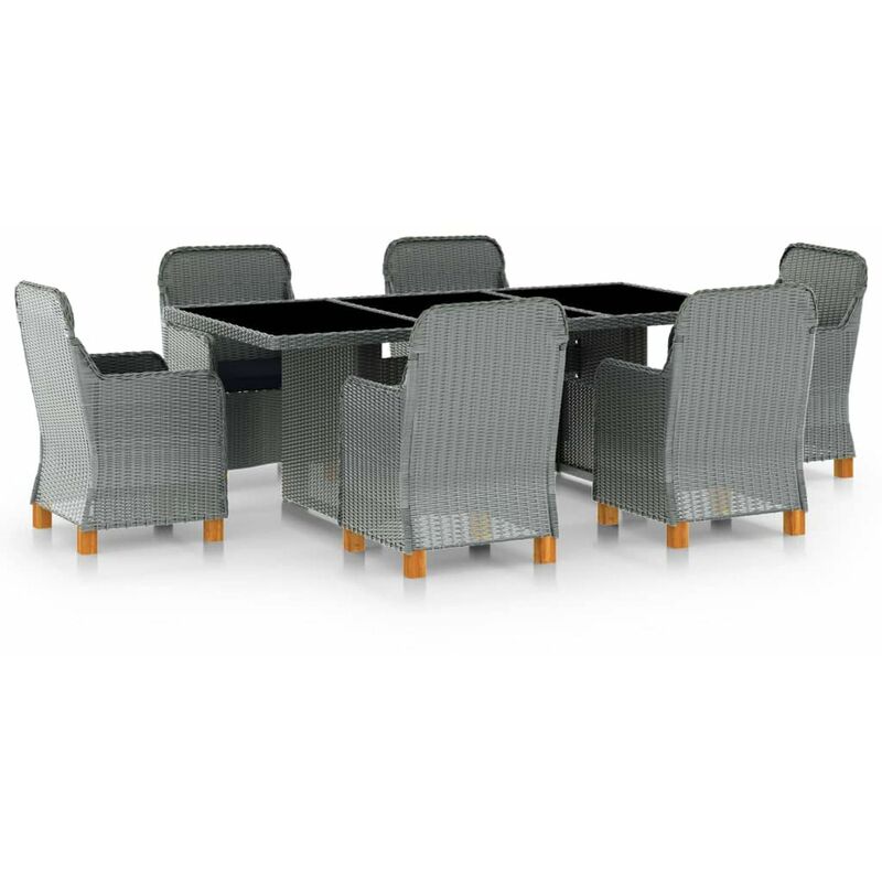 

Set comedor jardin 7 pzas y cojines ratan sintetico gris claro
