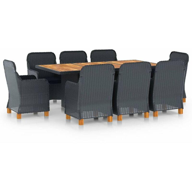 

Set comedor jardin 9 pzas cojines ratan sintetico gris oscuro