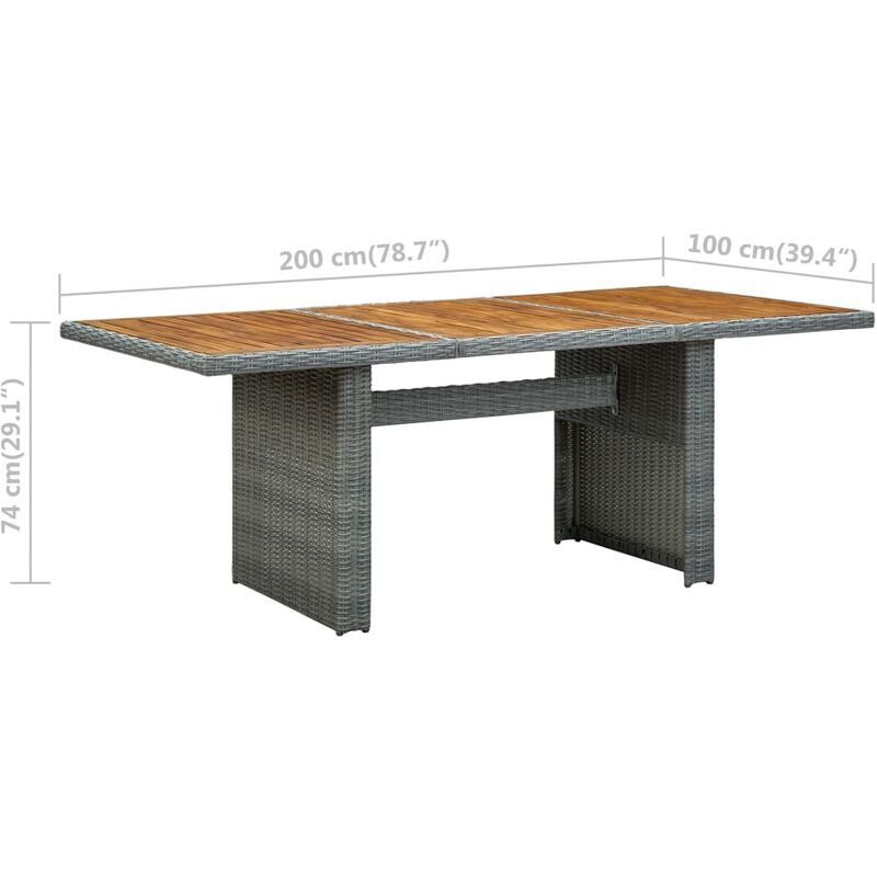 

Set comedor jardín 9 pzas y cojines ratán sintético gris claro