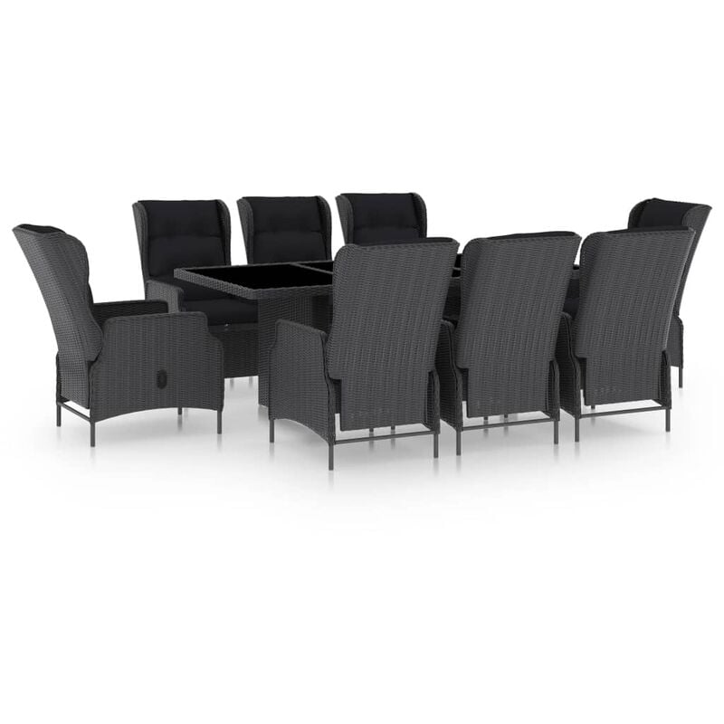 

Youthup - Set comedor jardín 9 pzas cojines ratán sintético gris oscuro - Gris