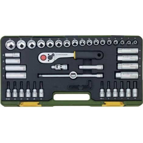 Set compatto Proxxon con cricchetto billet 3/8", 47 pezzi
