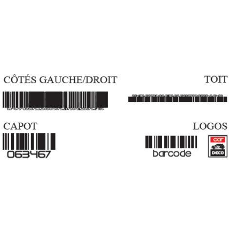 Set complet Adhesifs -BARCODE- Noir - Taille S - PROMO ADN - Car Deco