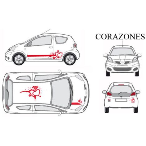 Set complet Adhesifs -CORAZONES- Rouge - Taille M - Car Deco