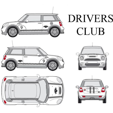 Set complet Adhesifs -DRIVERS CLUB- Noir - Taille S - PROMO ADN - Car Deco