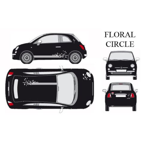 Set complet Adhesifs -FLORAL CIRCLE- Blanc - Taille M - PROMO ADN - Car Deco