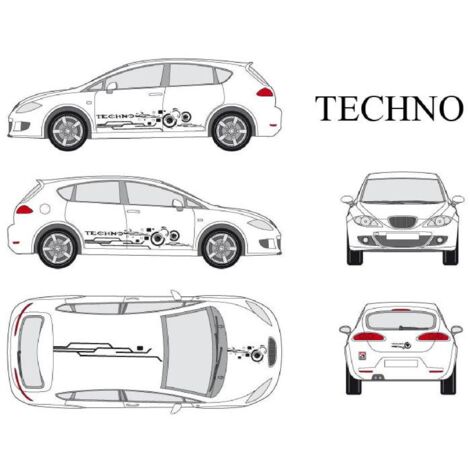 Set complet Adhesifs -TECHNO- Noir - Taille S - PROMO ADN - Car Deco