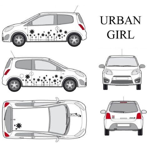 Set complet Adhesifs -URBAN GIRL- Noir - Taille S - Car Deco