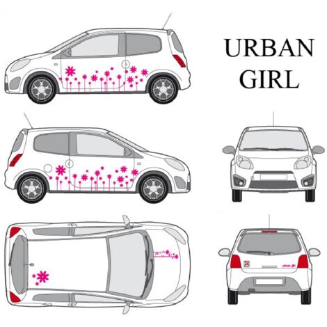 Set complet Adhesifs -URBAN GIRL- Rose - Taille S - Car Deco