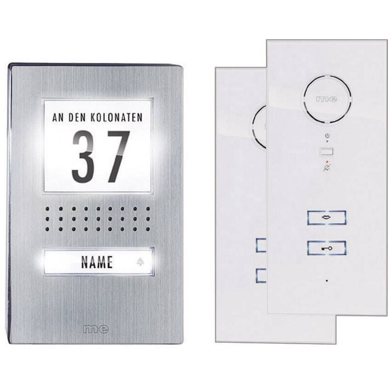 Set complet d'Interphone filaire 1 foyer M-e Modern-electronics adv 112 ww acier inoxydable, blanc