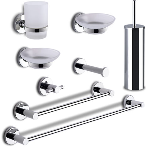 Set completo 8 pezzi in acciaio inox e Cromall FE99 Gedy serie FELCE