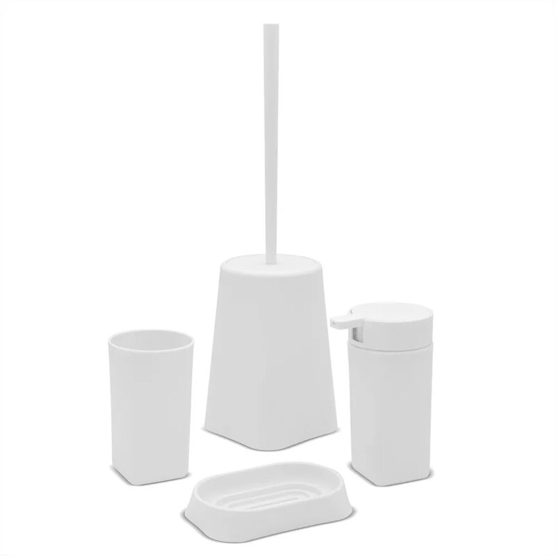 Set Completo Accessori Bagno Bianco In Abs Tender