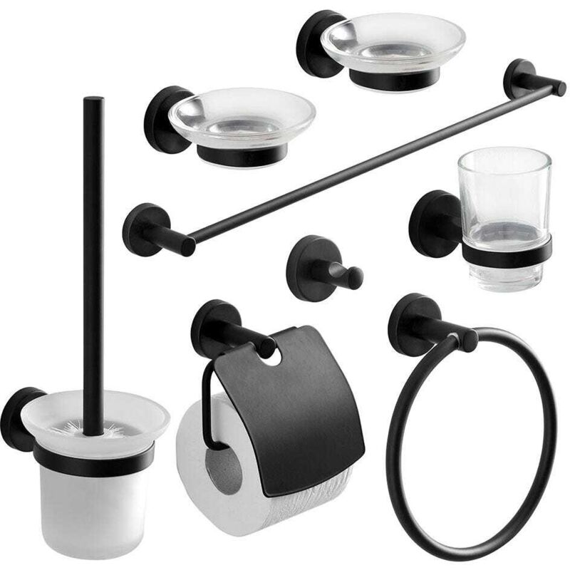 Kiamami Valentina Set Completo Accessori Per Il Bagno Finitura Nero...