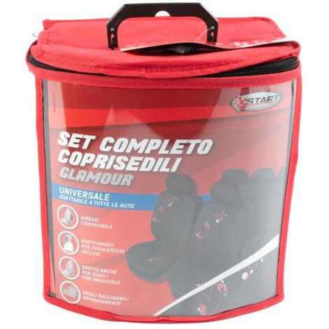 Set Completo Coprisedili Glamour Universale nero- rosso