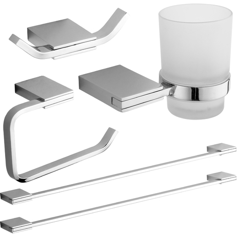 Set Completo Accessori Bagno.Set Completo Di Accessori A Muro Da Bagno 5 Pezzi In Metallo Cromato Set51