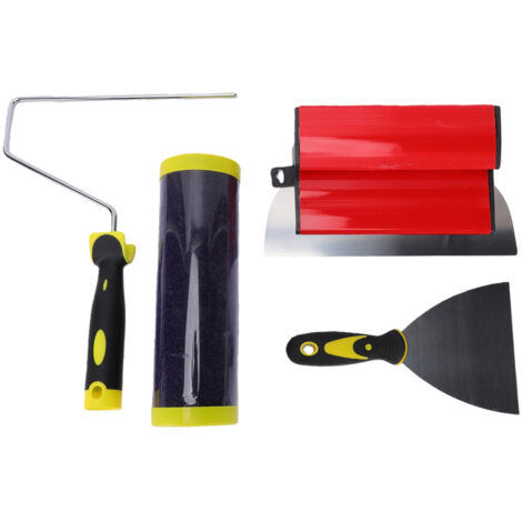 Set completo di spatole per intonaco da 25 cm, composto da 9 rulli e raschietti per soffitti e pannelli murali.