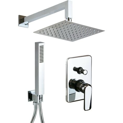 Set completo doccia con soffione pioggia modello quadro Pollini Design A474577356R  Cromo