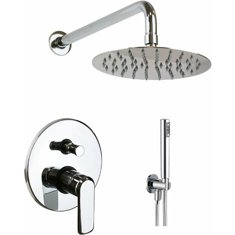 Set completo doccia con soffione pioggia Pollini Design B471377239R Cromo