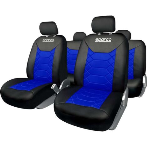 Set completo SPC1016 coprisedili per auto universali nero/blu nido d'ape