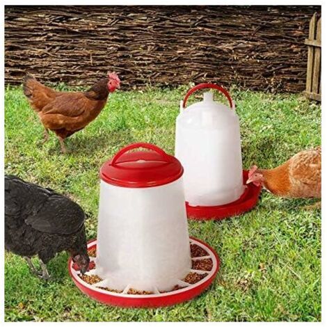 Set composto da mangiatoia da 3 kg e abbeveratoio da 3 litri per polli e pollame.